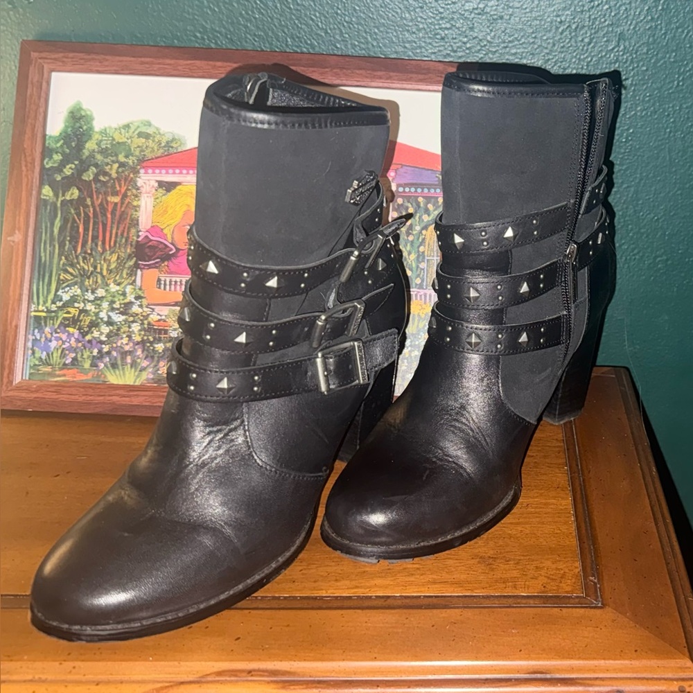 Harley-Davidson Black Studded Strap Ankle Boots